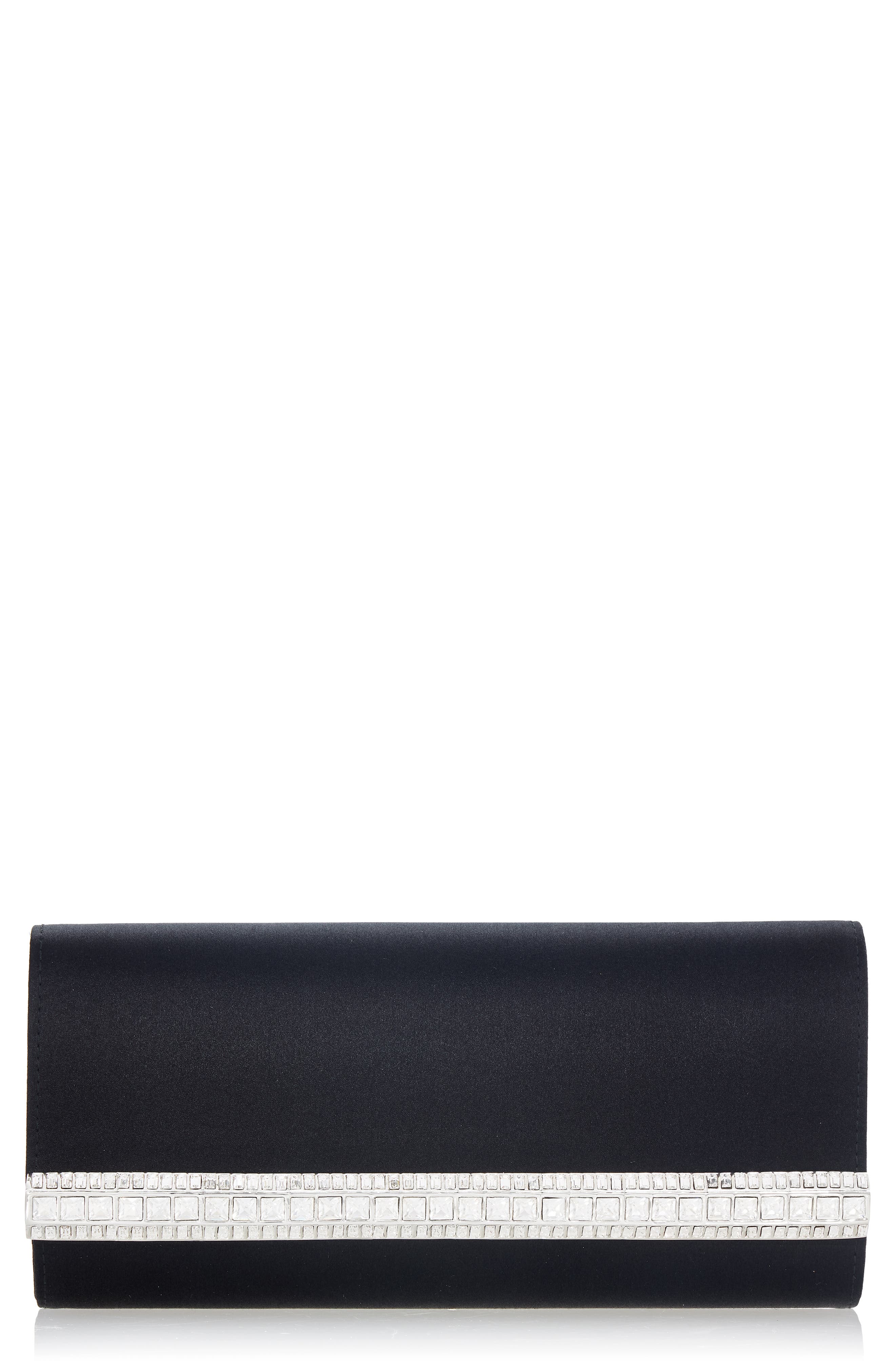 JUDITH LEIBER COUTURE Perry Crystal Bar Satin Clutch, Main, color, 