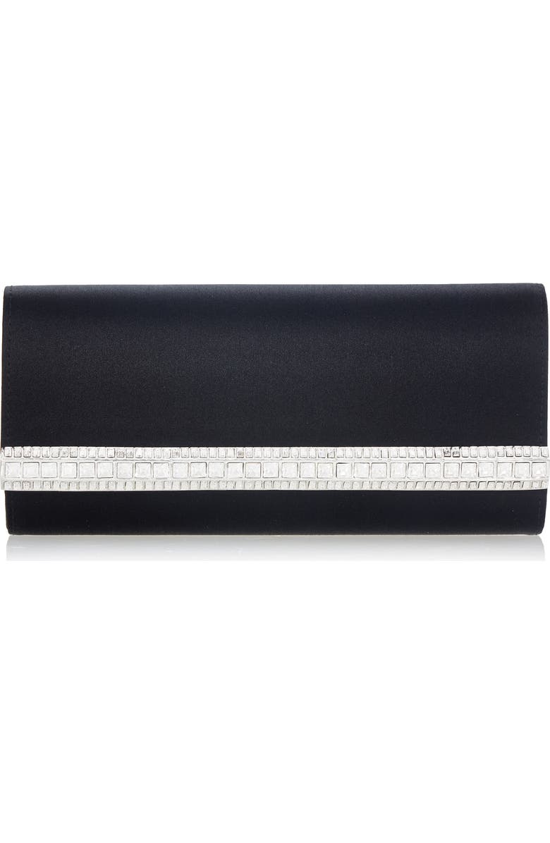 JUDITH LEIBER COUTURE Perry Crystal Bar Satin Clutch, Main, color,