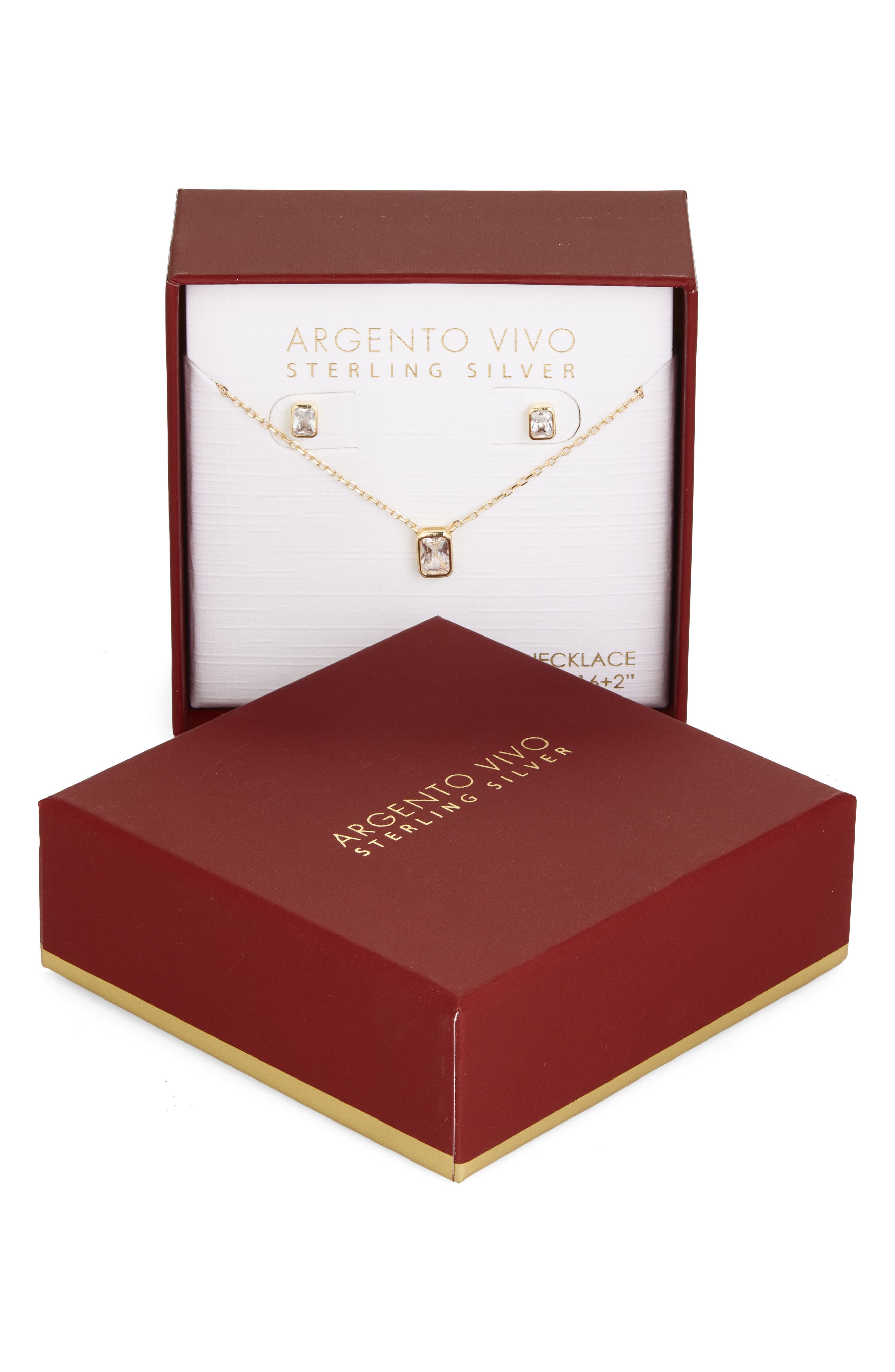 Argento Vivo Sterling Silver Cubic Zirconia Pendant & Stud Earrings Set