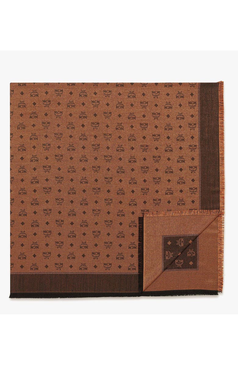 MCM Monogram Shawl in Wool-Silk Jacquard, Main, color, Mars Gold