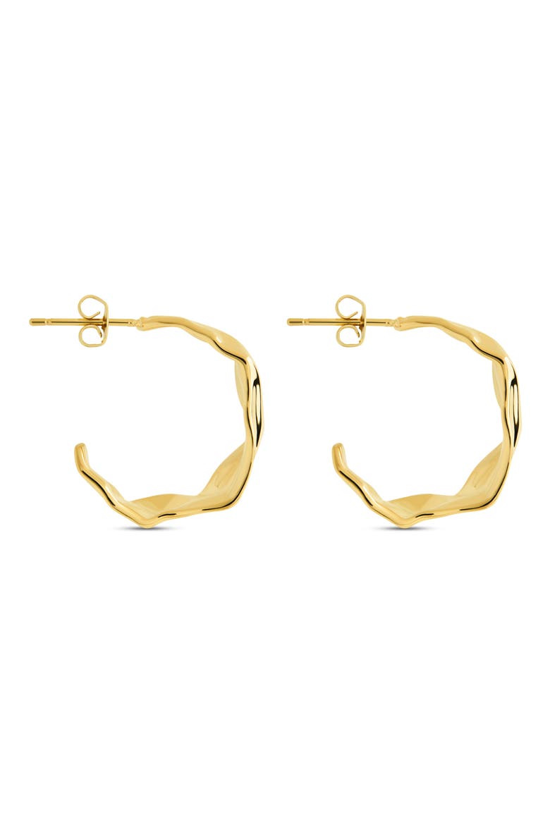 Nolan Molten Crinckled Hoop Earrings, Alternate, color, GOLD