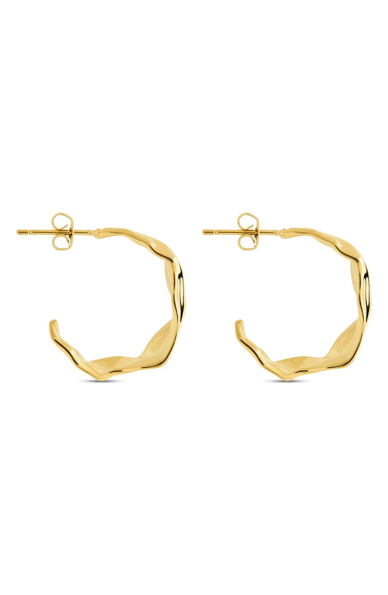 Sterling Forever Nolan Molten Crinckled Hoop Earrings, Alternate, color,