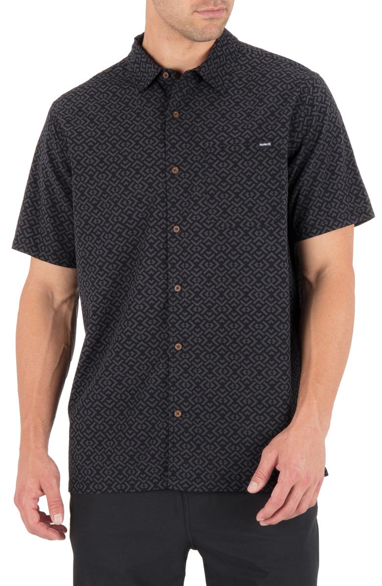 Hurley Incon Aero Short Sleeve Button-Up Shirt, Main, color, Black