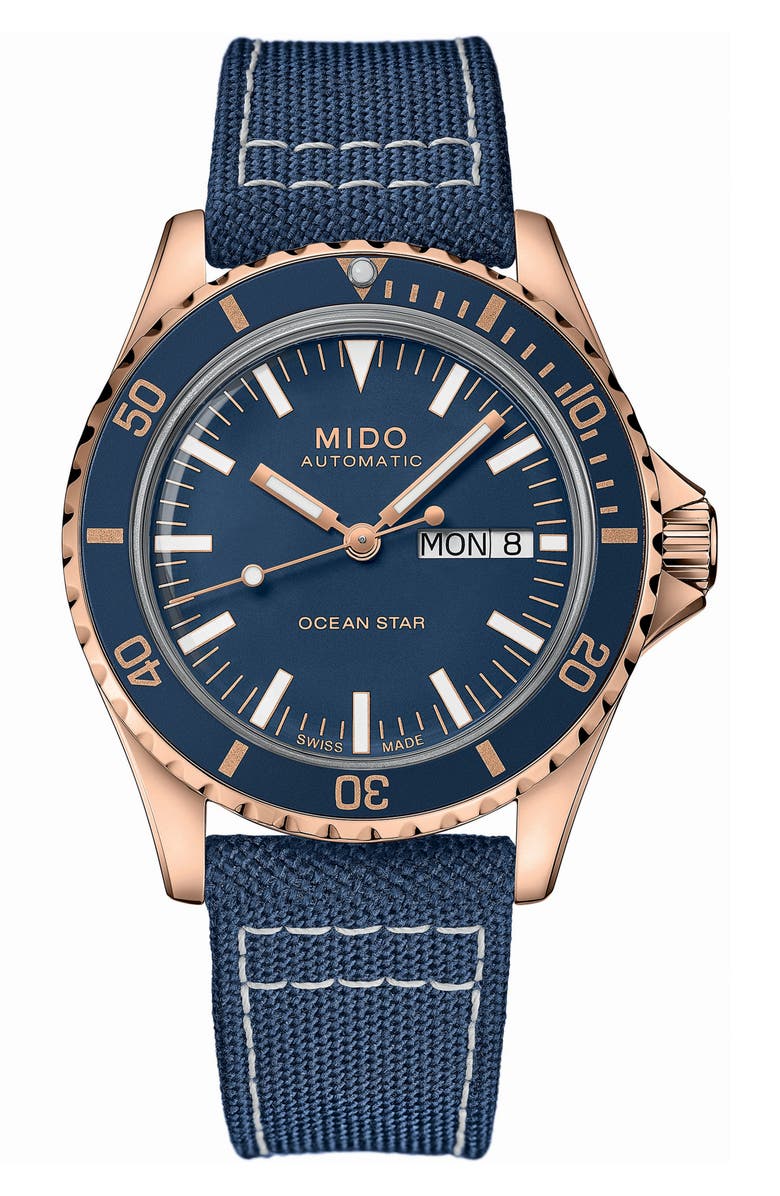 MIDO Ocean Star Tribute Automatic Textile Strap Watch, 40.5mm, Main, color, 