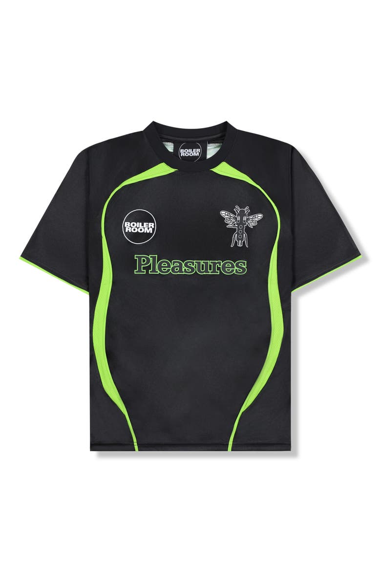 x Boiler Room Aqua Cotton Soccer Jersey, Alternate, color, BLACK