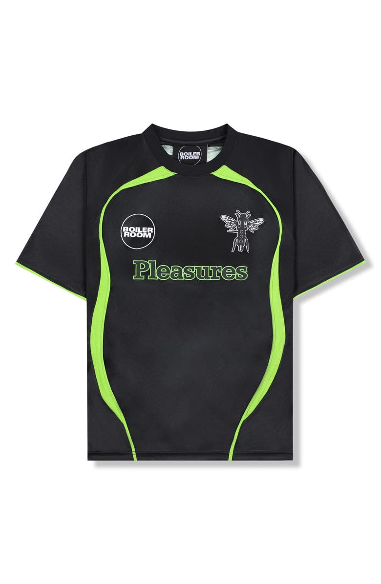 PLEASURES x Boiler Room Aqua Cotton Soccer Jersey, Alternate, color, Black