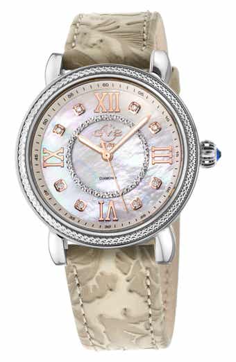 GV2 Women's Marsala Diamond Dial Leather Strap Watch, 37mm