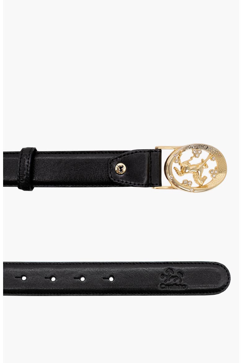 Cavalo Lusitano 917 Leather Belt with Oval Buckle, Alternate, color, Black