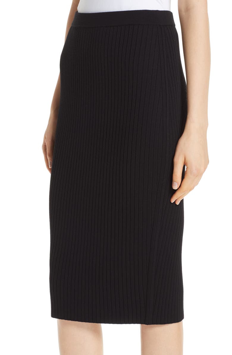 St. John Collection Flat Rib Knit Skirt, Alternate, color, 