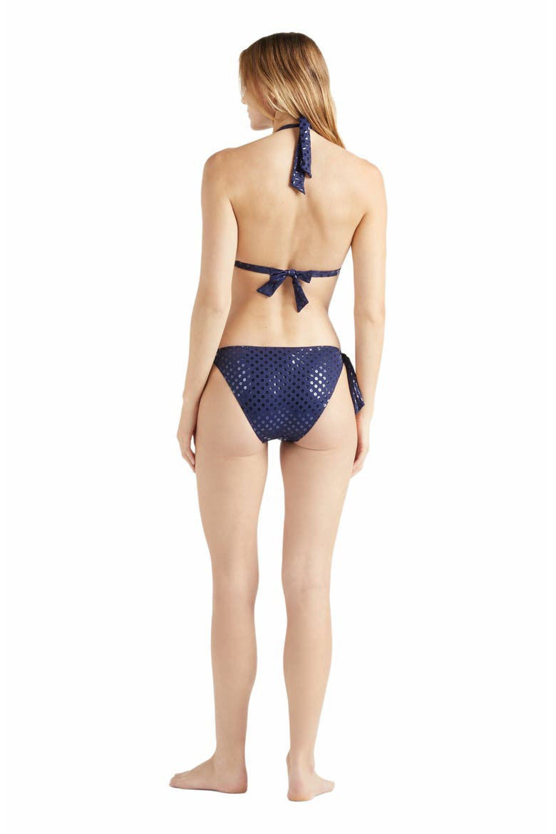 Women's Sparkling Halter Relief Bikini Top, Alternate, color, BLEU MARINE