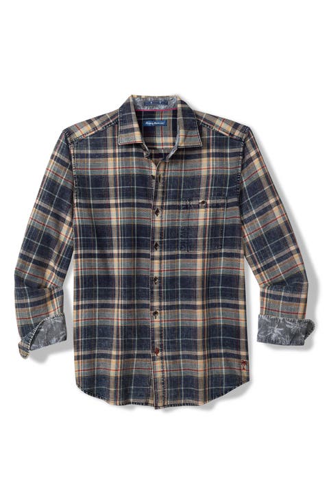 Baranco Plaid Cotton Button-Up Shirt
