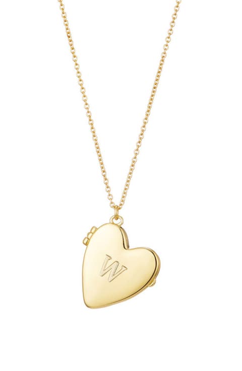 Initial Heart Locket Pendant Necklace