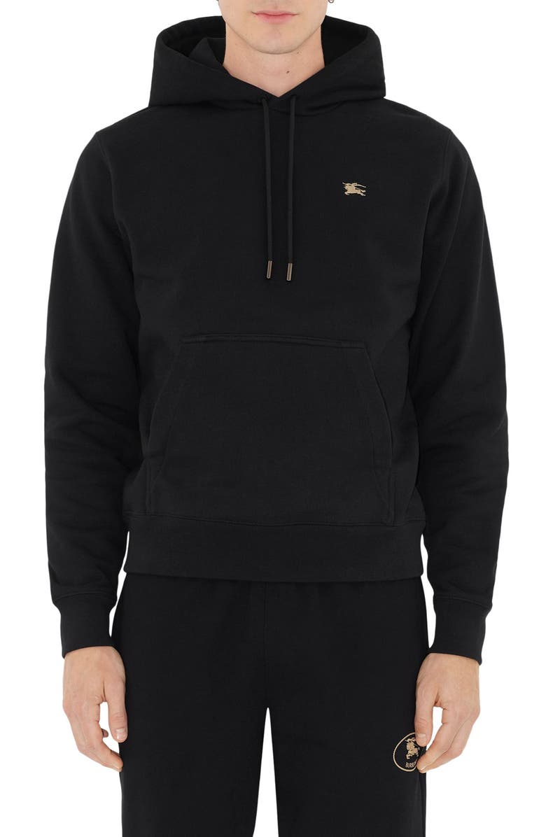 Burberry Equestrian Knight Design Stamp French Terry Hoodie, Main, color, Black