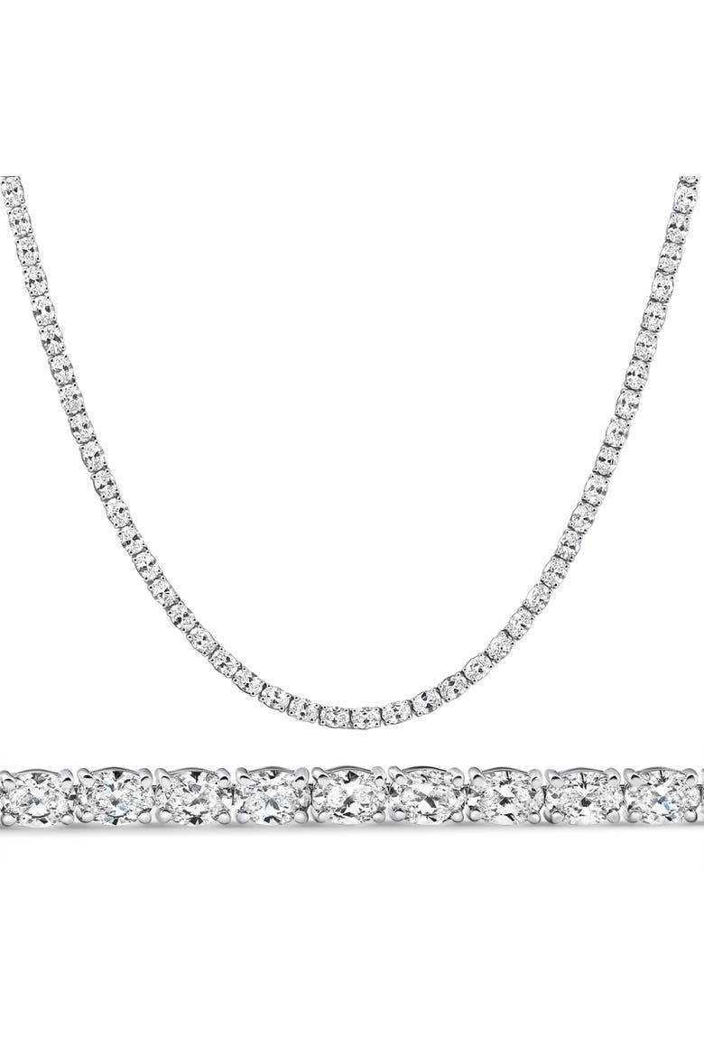 19Ct Oval Diamond Tennis Necklace 14k Gold Lab Grown, Main, color, 14k White Gold