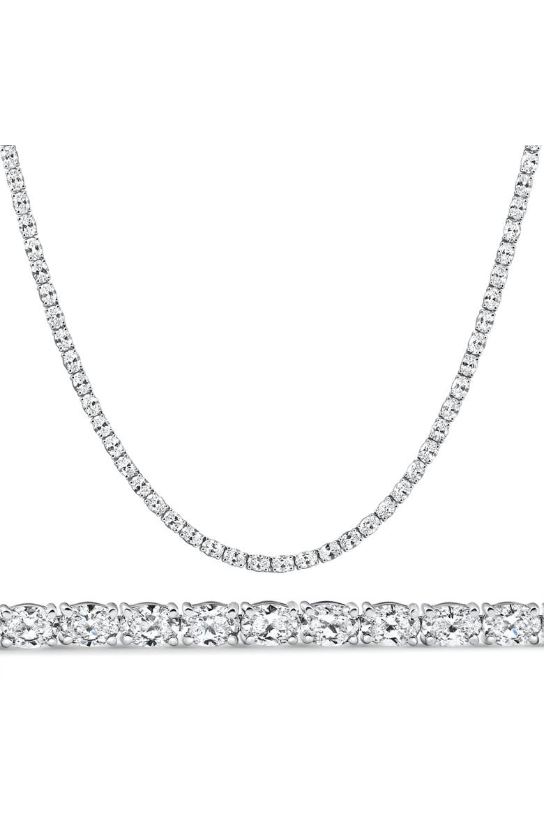 Bliss Diamond 19Ct Oval Diamond Tennis Necklace 14k Gold Lab Grown, Main, color, 14K White Gold