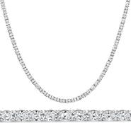Bliss Diamond 19Ct Oval Diamond Tennis Necklace 14k Gold Lab Grown