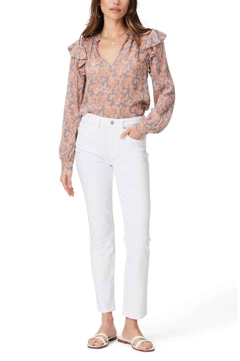 Seema Ruffle Silk Top, Alternate, color, SALTON SEA MULTI