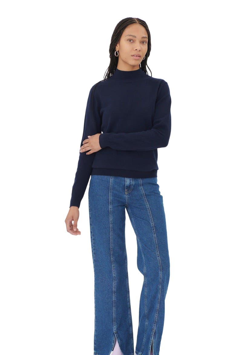 Cashmere Mock Neck Sweater, Main, color, navy