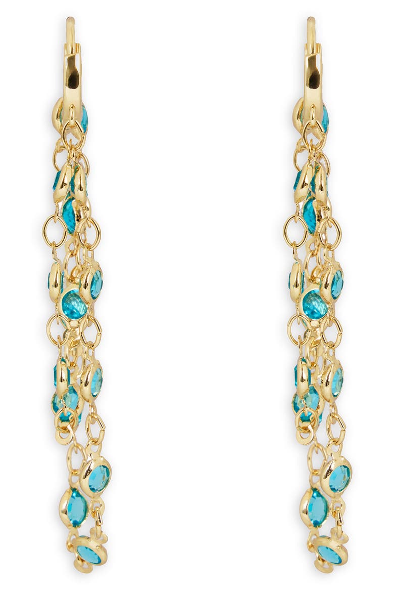 Crystal Cascade Hoop Earrings, Alternate, color, BLUE