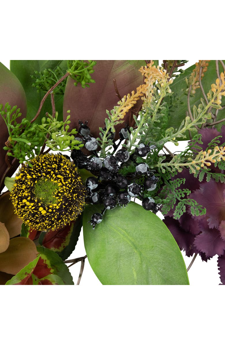 Northlight Mixed Succulent and Pomegranate Artificial Wreath, 24-Inch, Alternate, color, Green