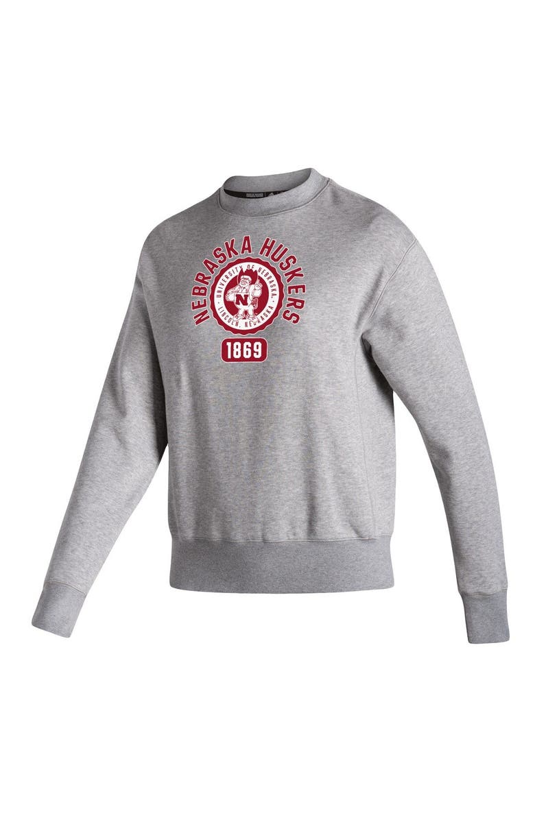 adidas Women's adidas Heathered Gray Nebraska Huskers Vintage Circle Pullover Sweatshirt, Alternate, color, Heather Gray