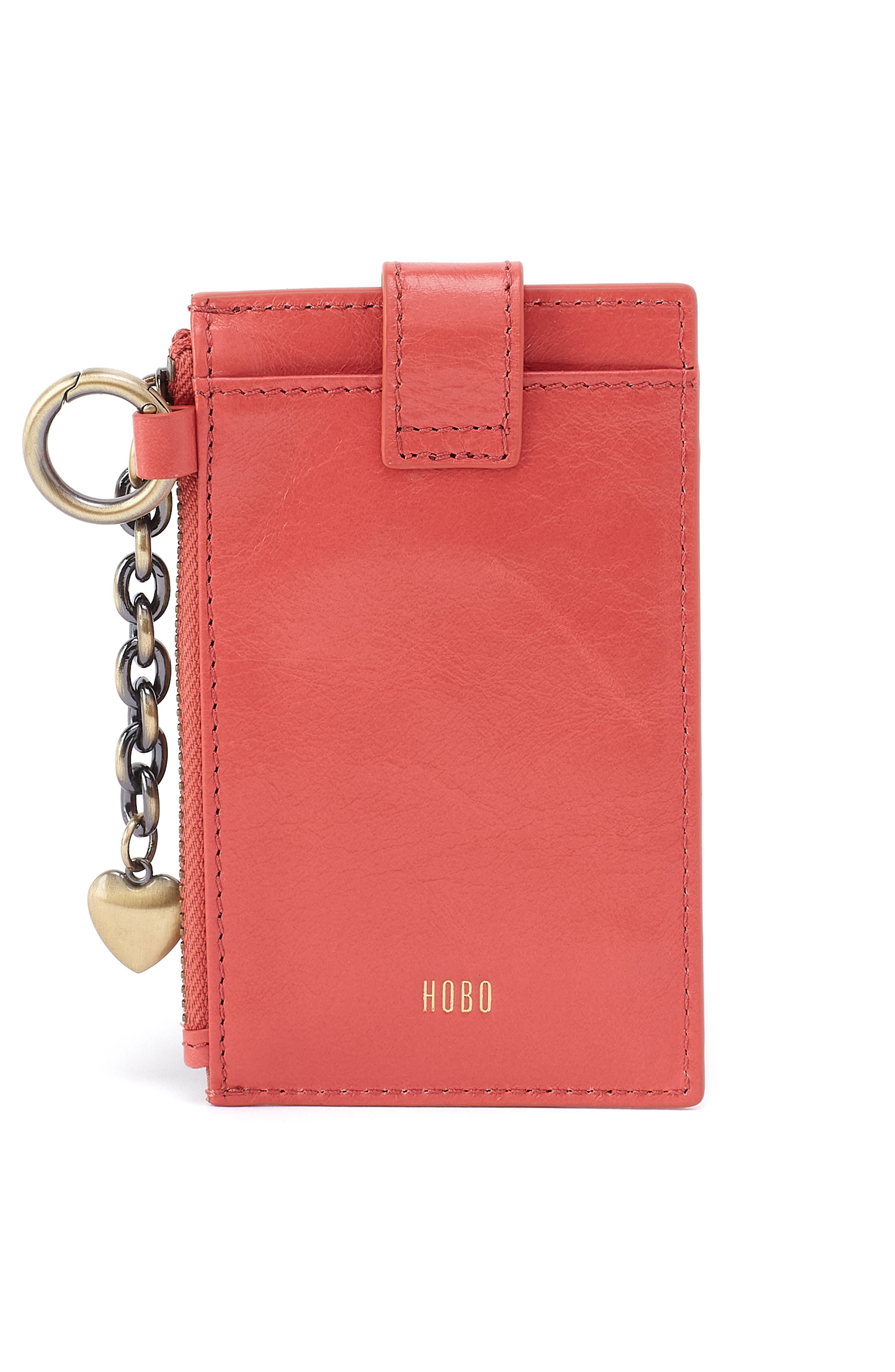 HOBO Ring Leather Wristlet Card Case, Alternate, color, Pink Mirage