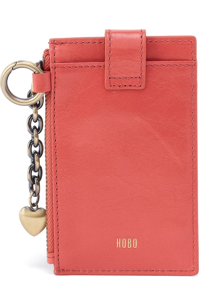 HOBO Ring Leather Wristlet Card Case, Alternate, color, Pink Mirage