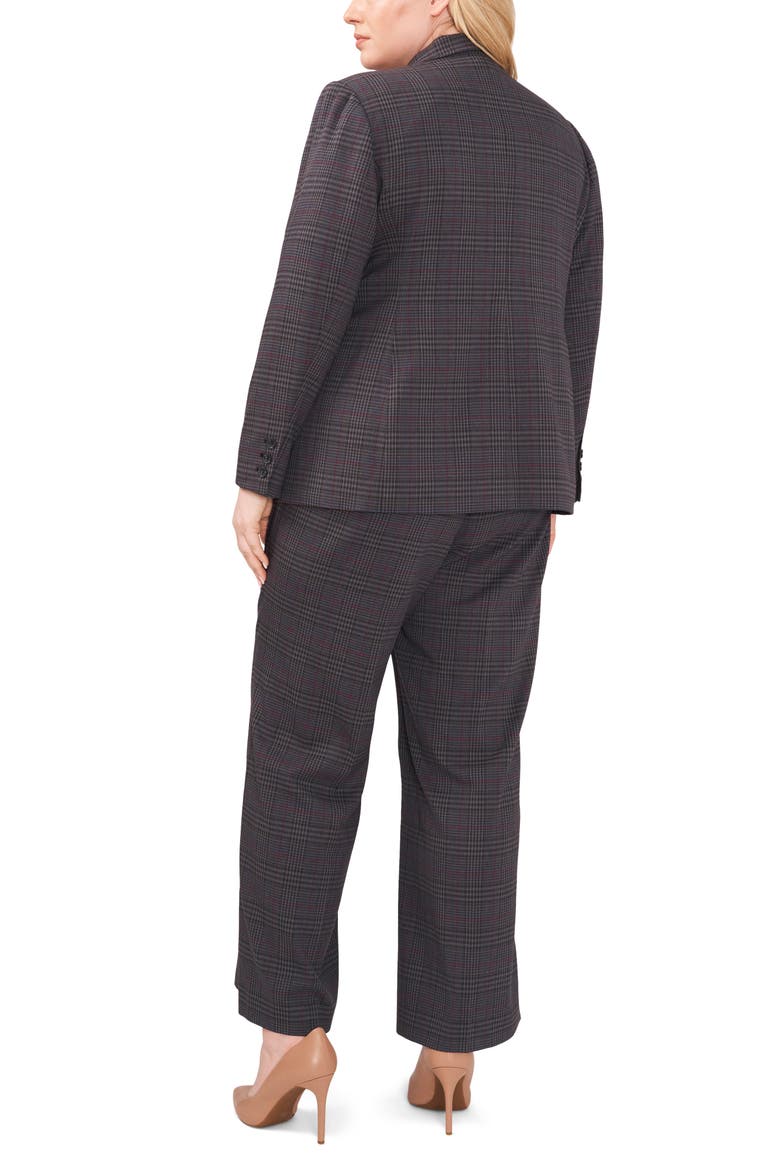 Plaid One-Button Blazer, Alternate, color, RICH BLACK