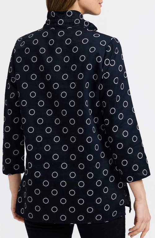 Foxcroft Carolina Circle Print Cotton Button-up Shirt In Black
