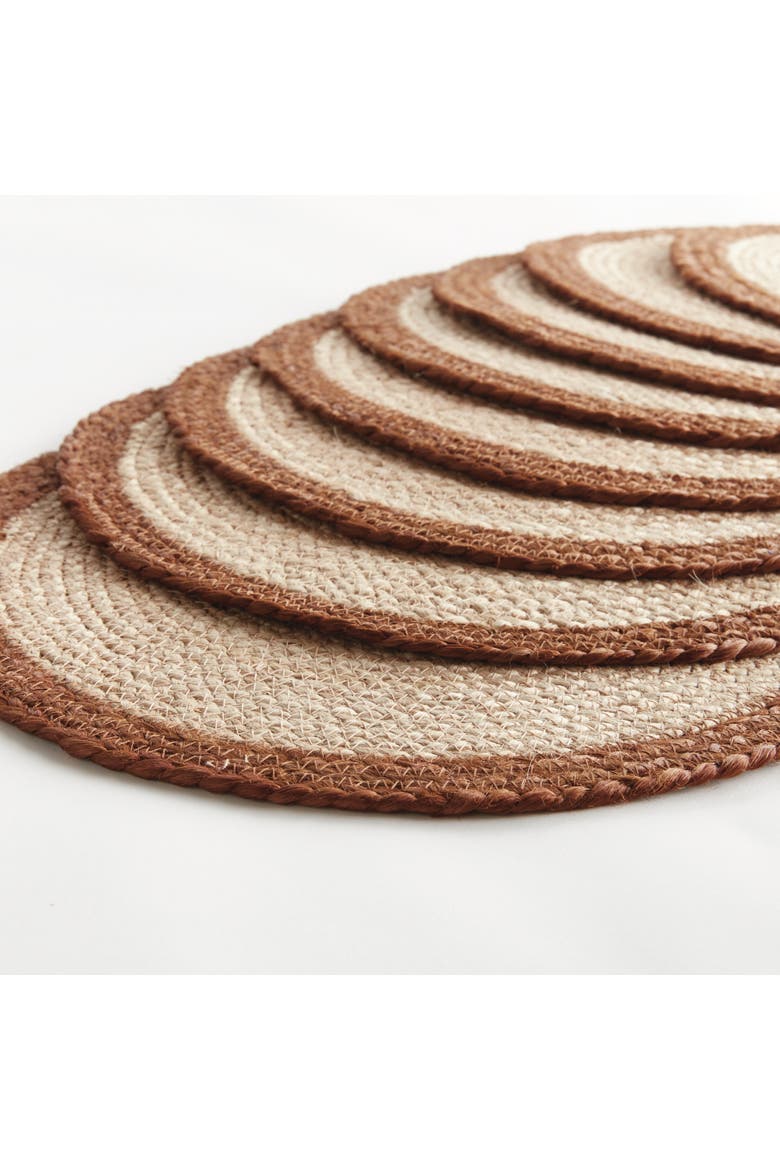 Jute Coil Round Placemats, Set of 8 - Natural/Rust, Alternate, color, Red