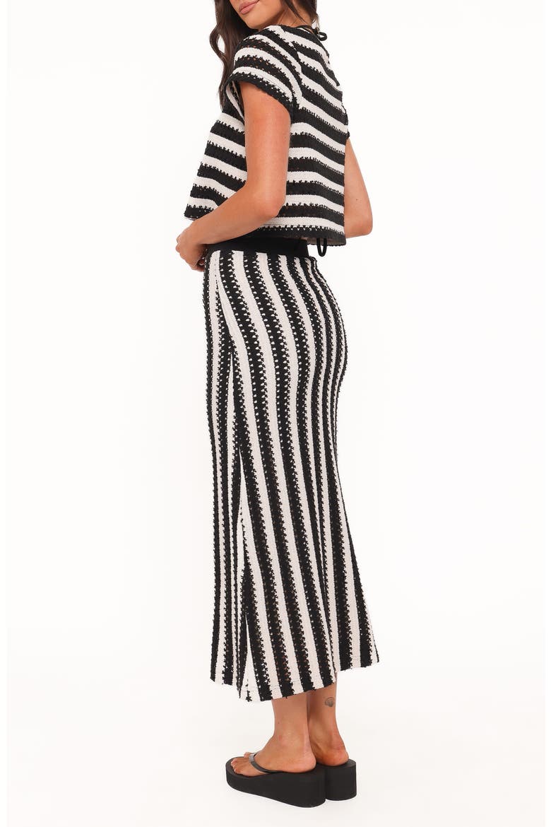 Jaden Knit Crop Top & Maxi Skirt Set, Alternate, color, BLACK/ WHITE STRIPE