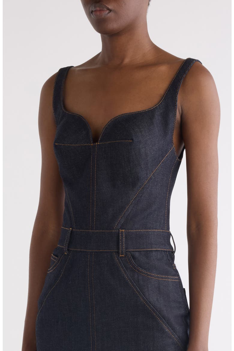 Kick Back Stretch Denim Dress, Alternate, color, DARK BLUE