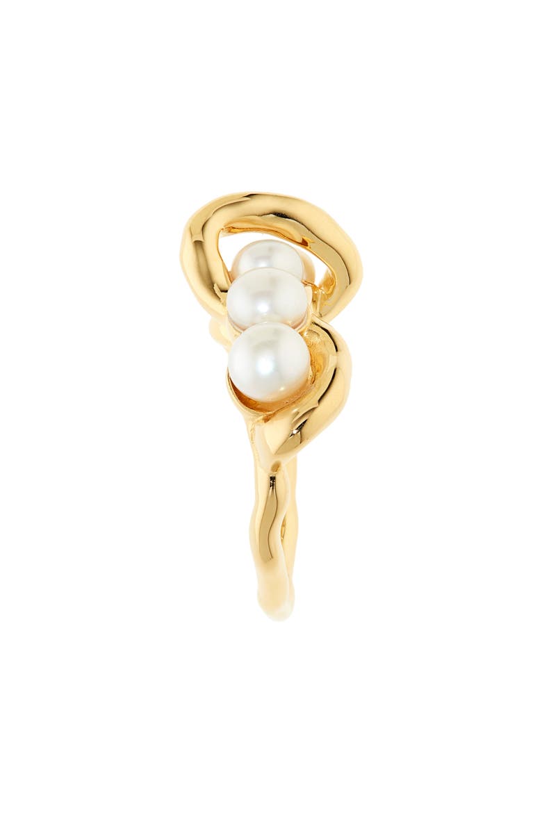 Molten Baroque Freshwater Pearl Twisted Stacking Ring, Alternate, color, GOLD