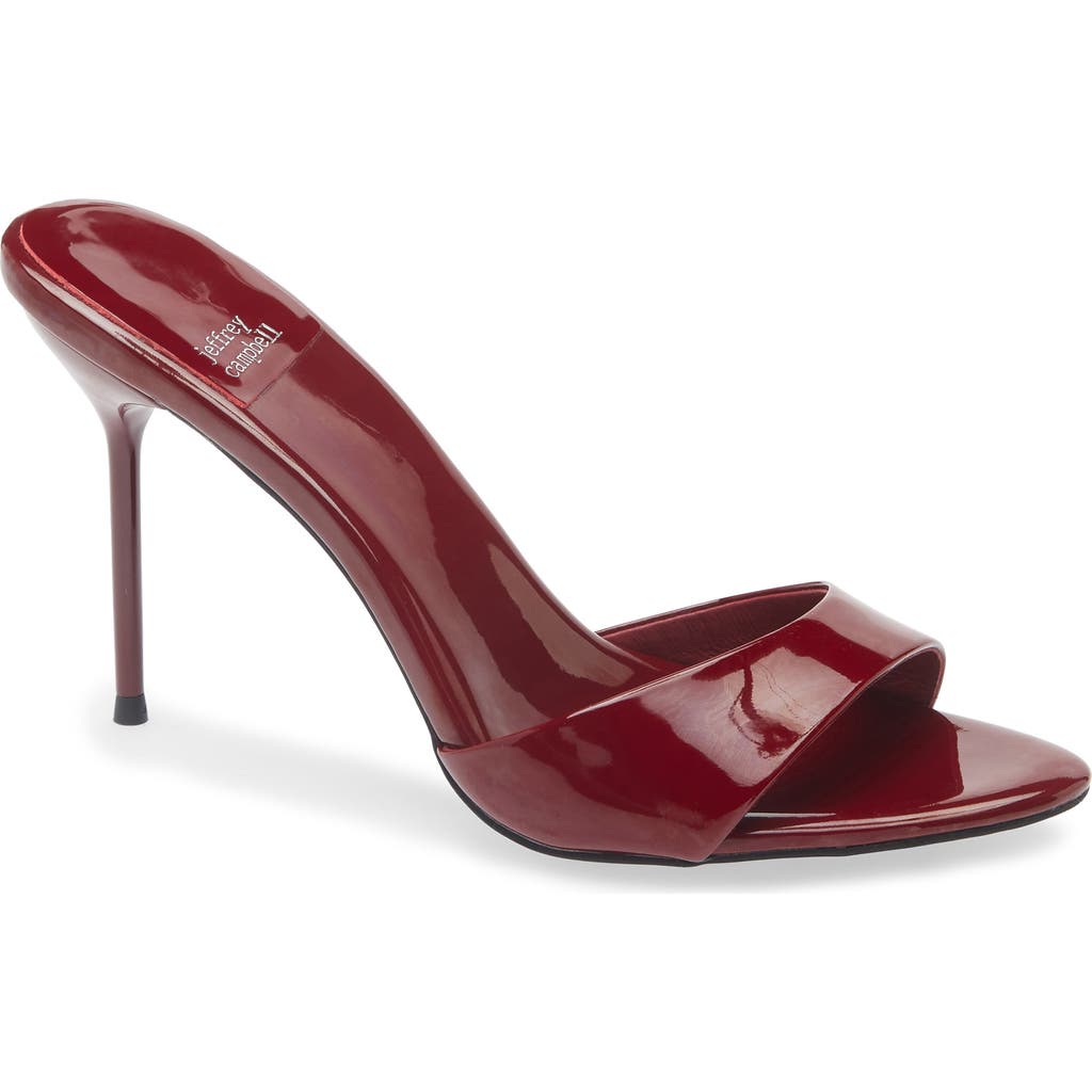 Jeffrey Campbell 'ce-soire' Red Mules With Almond Toe And High Stiletto Heel In Cherry Red Patent