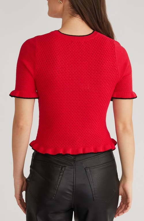 Shop 525 Caroline Mix Stitch Knit Top In Cherry Red Multi