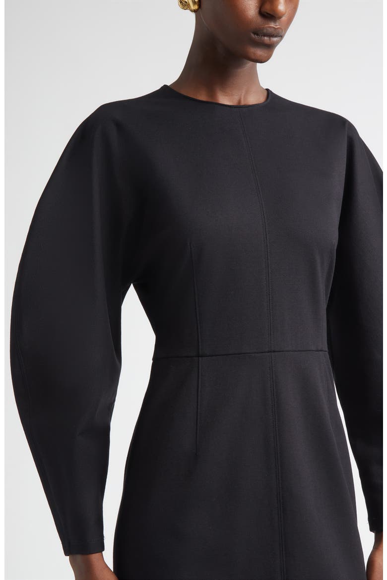 Arc Sleeve Midi Dress, Alternate, color, BLACK