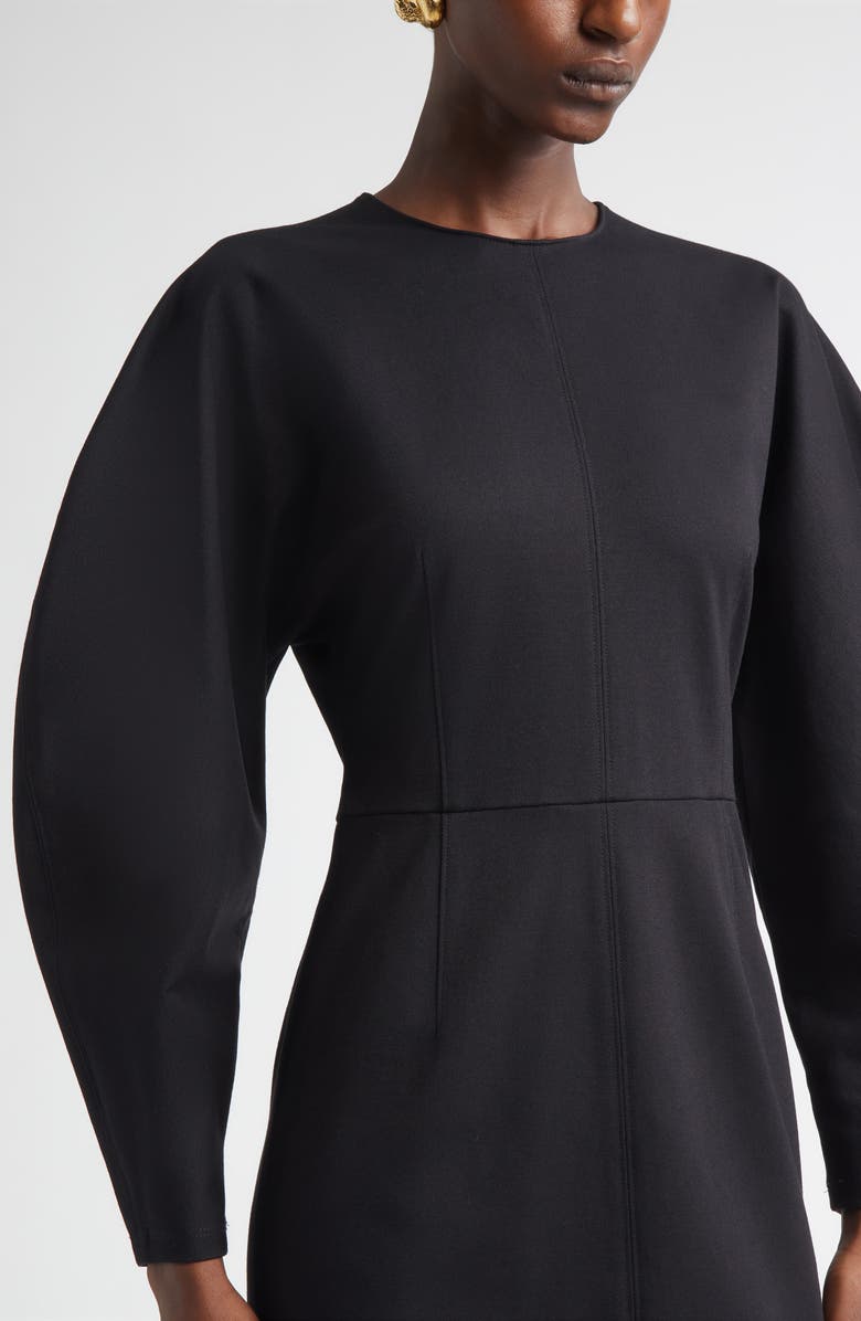 Carolina Herrera Arc Sleeve Midi Dress, Alternate, color, Black