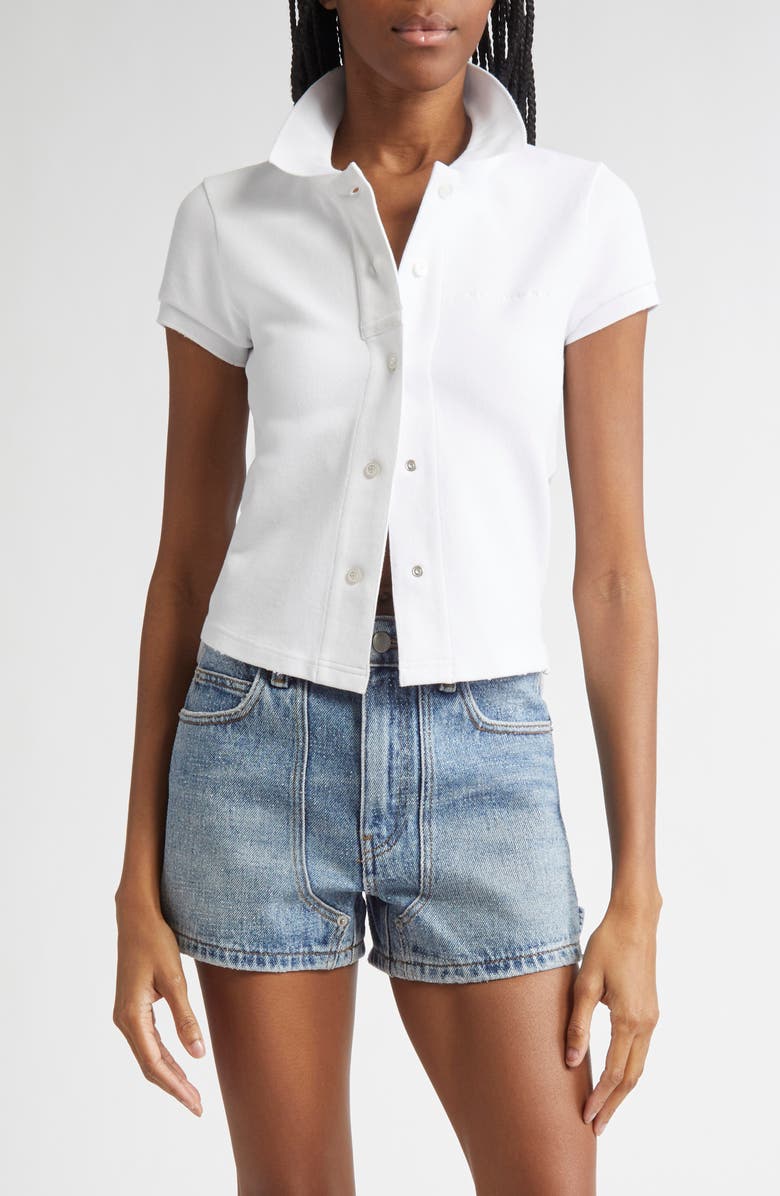 Alexander Wang Deconstructed Shrunken Piqué Polo Cardigan, Main, color, 