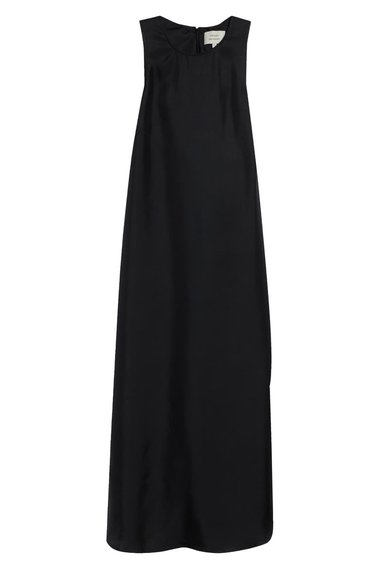 Paloma Twist Detail Silk Twill Dress, Alternate, color, BLACK