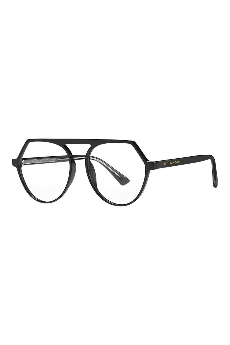 Carter 53mm Round Blue Light Blocking Glasses, Alternate, color, BLACK / CLEAR