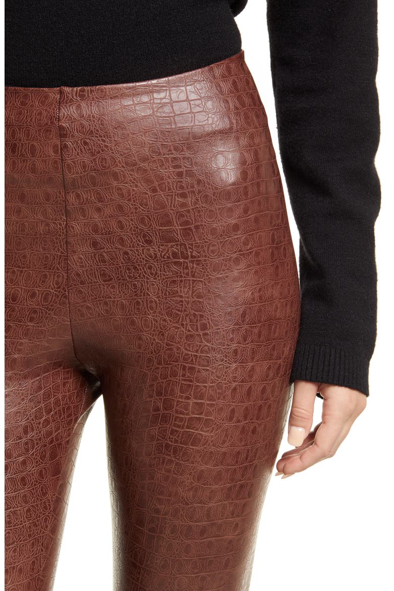 Reptile Embossed Faux Leather Leggings, Alternate, color, BROWN CROC