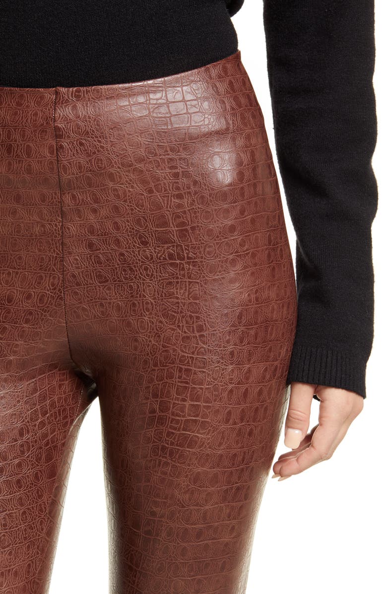 Commando Reptile Embossed Faux Leather Leggings, Alternate, color, Brown Croc