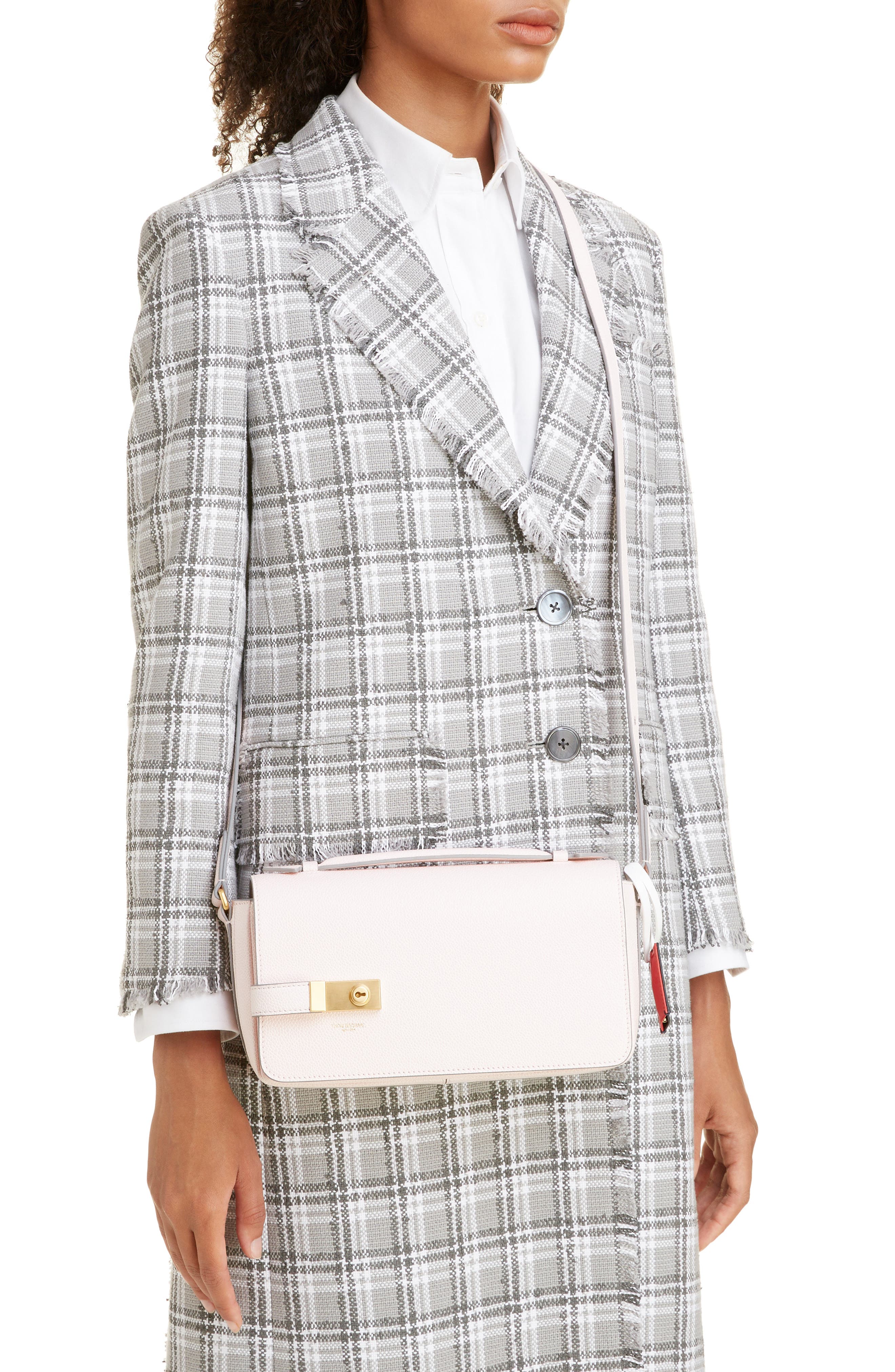 Thom Browne Leather Flap Crossbody Bag, Alternate, color, 