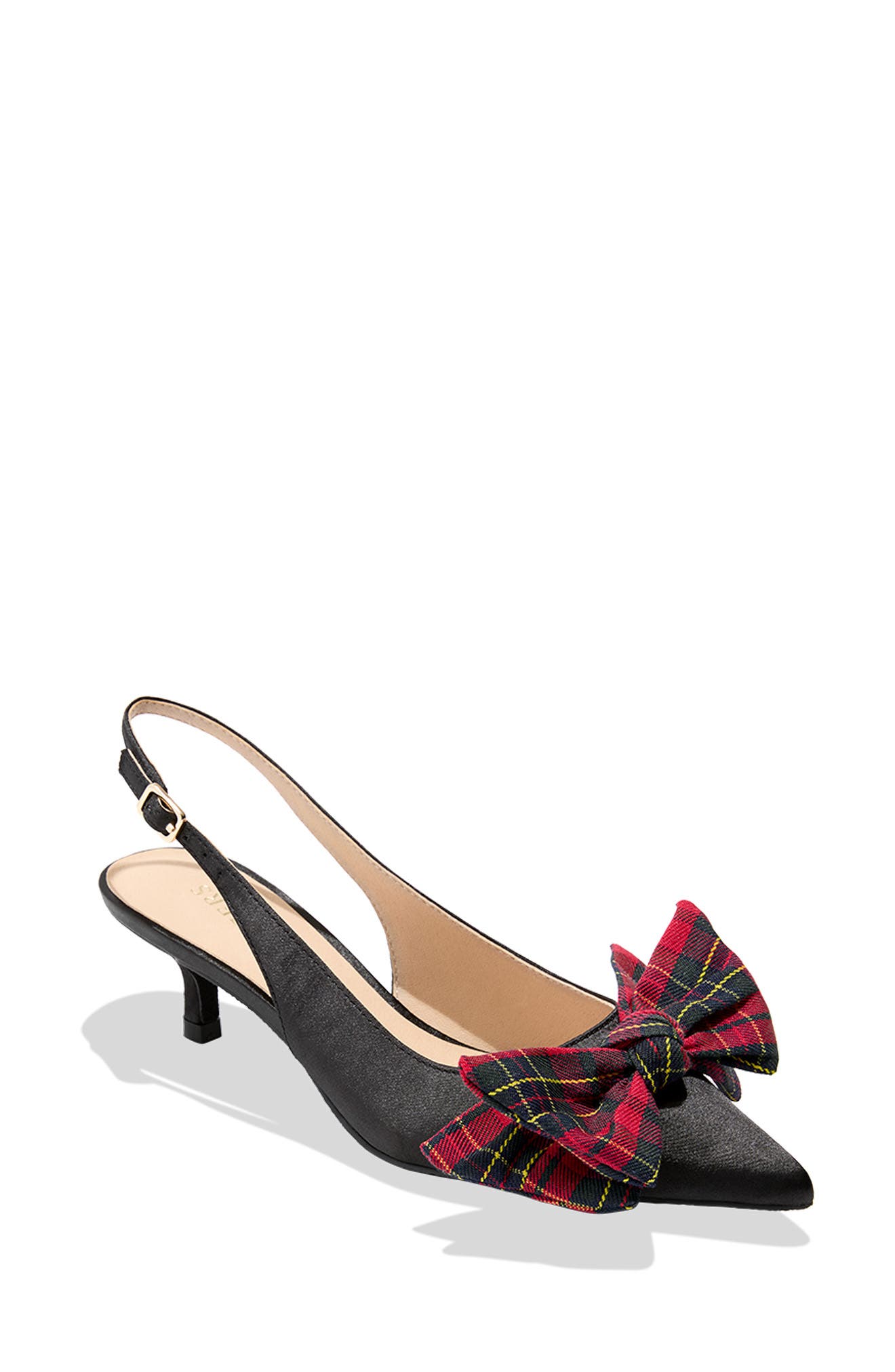 Jack Rogers Debra Slingback Pointed Toe Pump in Black/Tartan 