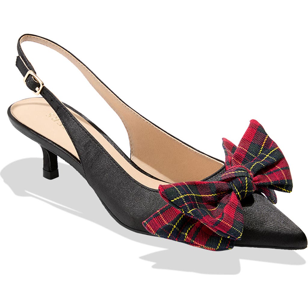 Jack Rogers Debra Slingback Pointed Toe Pump in Black/Tartan