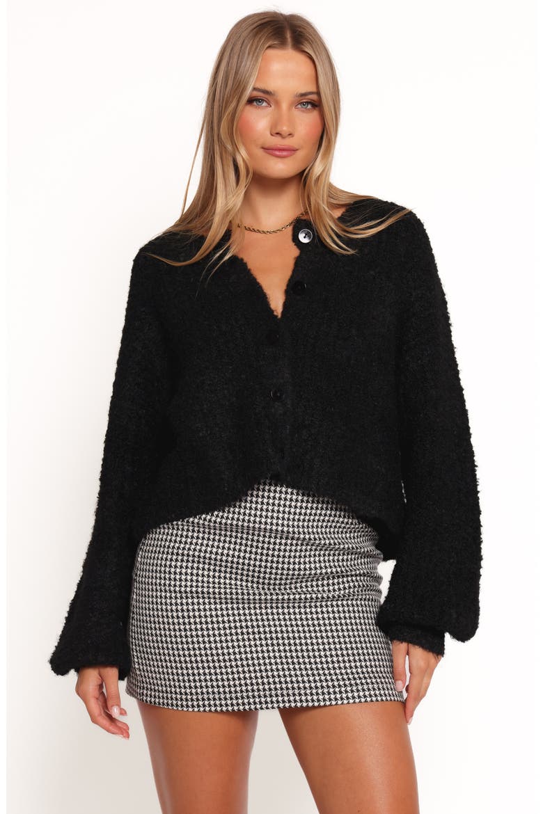 Falo Houndstooth Check Miniskirt, Alternate, color, BLACK CREAM