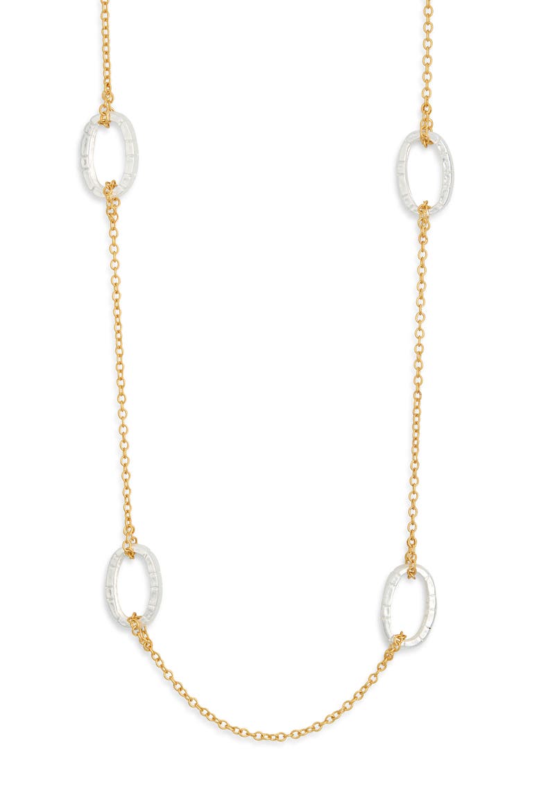 Brick Station Chain Necklace, Main, color, MIXED METALS