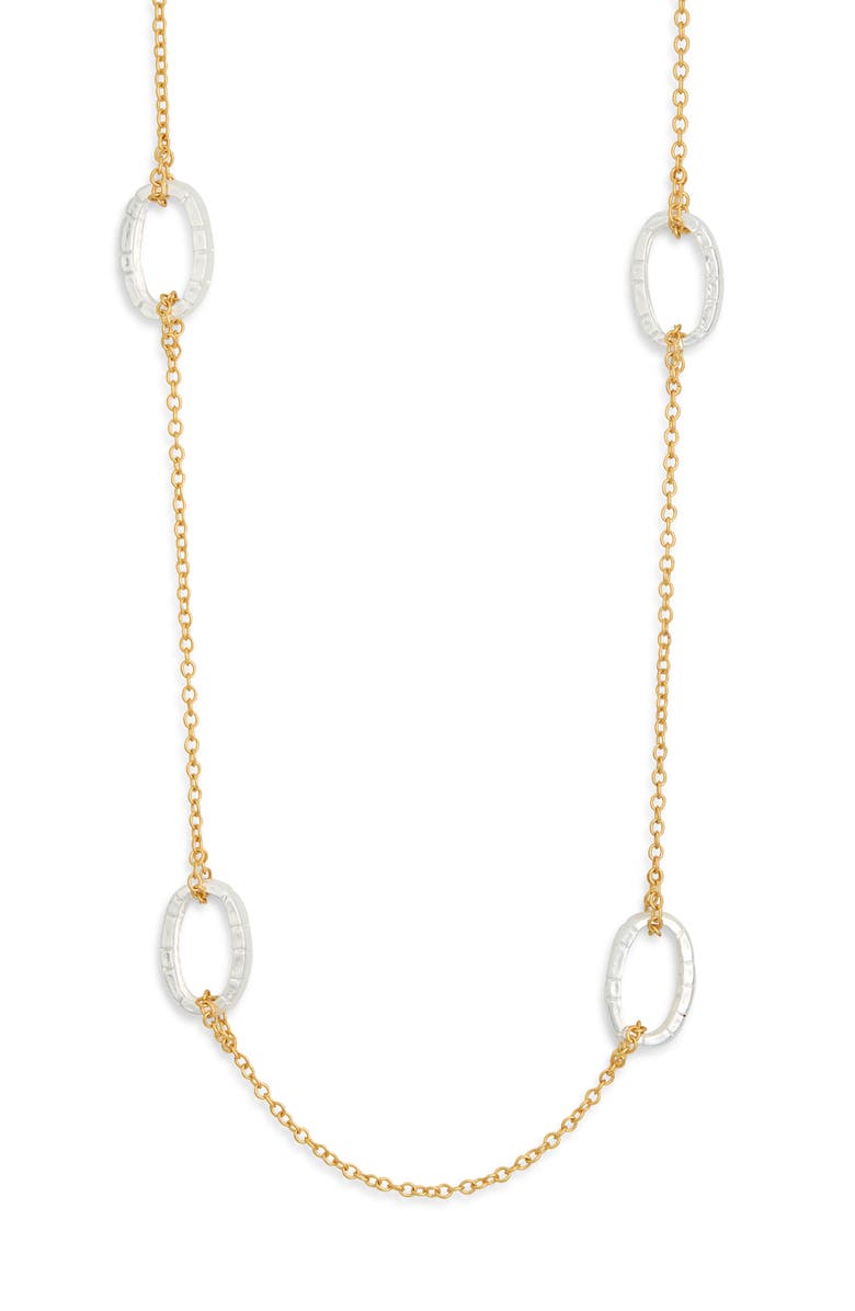 Karine Sultan Brick Station Chain Necklace, Main, color, Mixed Metals