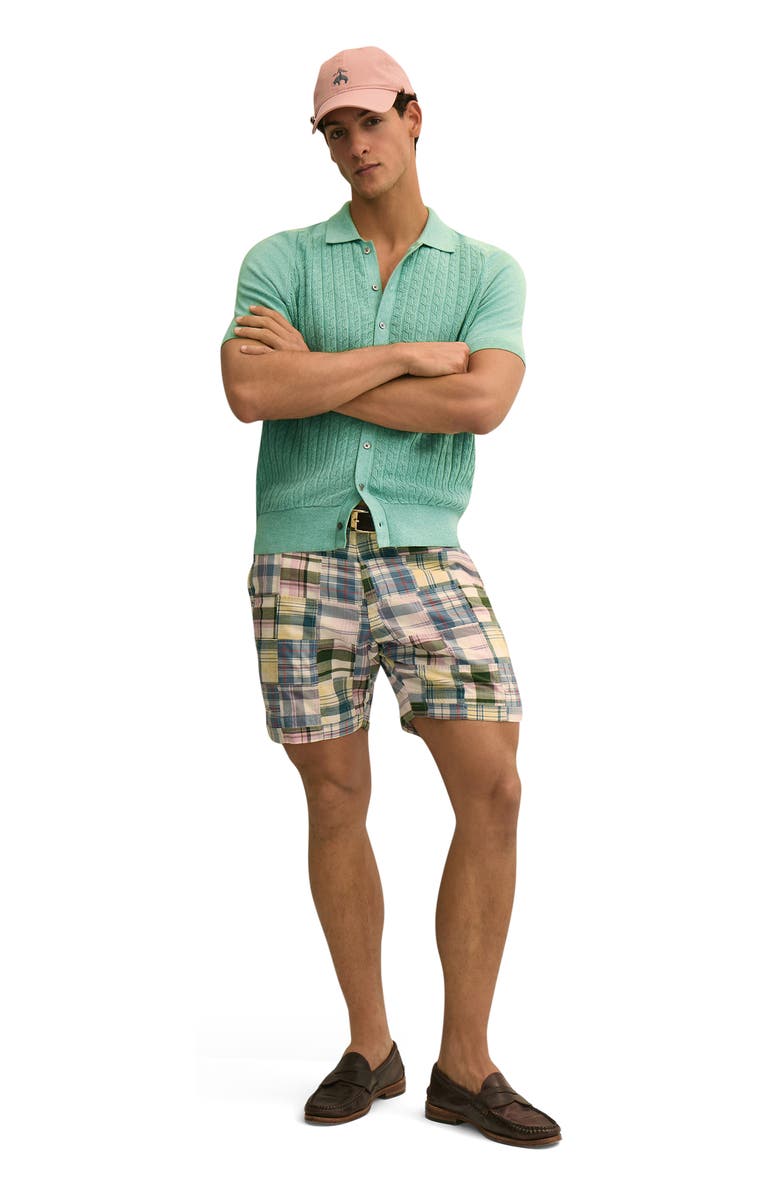 Brooks Brothers Cabled Full Button Cotton Cardigan, Alternate, color, Green Heather