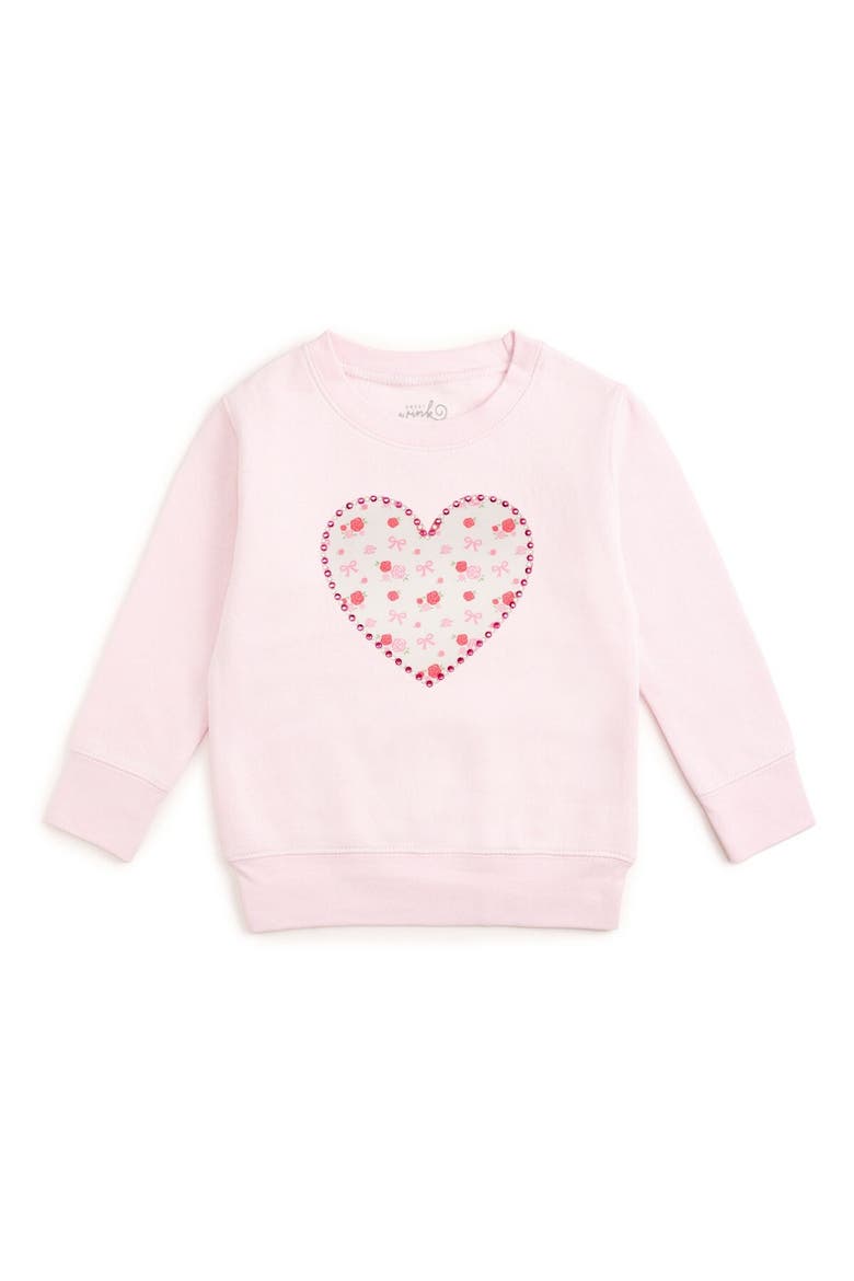 Dainty Rose Pearl Heart Patch Sweatshirt, Main, color, Ballet Pink
